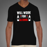 Will Work For Alcohol V Neck T-Shirt India
