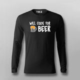 Will Code For Beer Funny T-shirt Full Sleeve For Men Online Teez