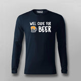 Will Code For Beer Funny T-shirt For Men