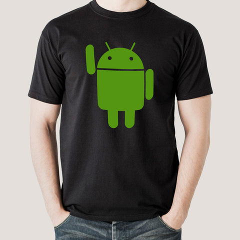 black tee android mascot india