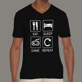 Eat Sleep Game T-shirt For Men's gamming v neck tshirts online