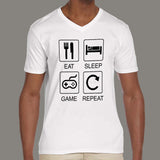 Eat Sleep Game T-shirt For Men's gamming v neck tshirts online india