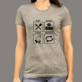 Eat Sleep Pray Repeat Christian Lover T-Shirt For Women
