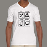Eat Sleep Pray Repeat Christian Lover V Neck T-Shirt For Men india