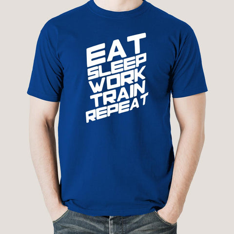 Eat Sleep Train Work Repeat Gym - Motivational Men's T-shirt