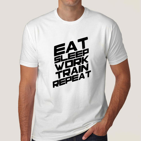 Eat Sleep Train Work Repeat Gym - Motivational Men's T-shirt