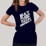 Eat Sleep Train Work Repeat Gym - Motivational Women's T-shirt