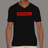 Feminist #Hashtag Men's social media v neck T-shirt online india