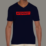 Feminist #Hashtag Men's v neck T-shirt online india