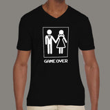 Game Over After Marriage - Men's funny v neck T-shirt online india
