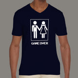 Game Over After Marriage - Men's funny family  v neck T-shirt online india