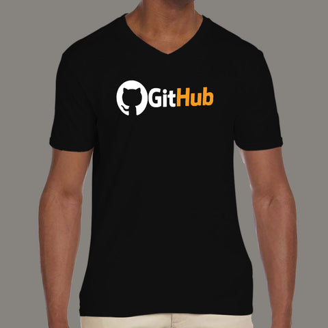 Github Men's Programming and funny v neck T-shirt online india