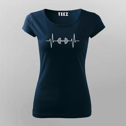 Dumbbell Heartbeat T-shirt For Women Online Teez