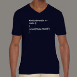 "Hello World" C Programming Men's programmers v neck T-shirt online india