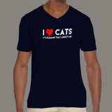 I Love Cats, It's Humans That Annoy Me, Men's animals and pet v neck  T-shirt online india