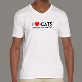 I Love Cats, It's Humans That Annoy Me, Men's animals and pet v neck  T-shirt online 