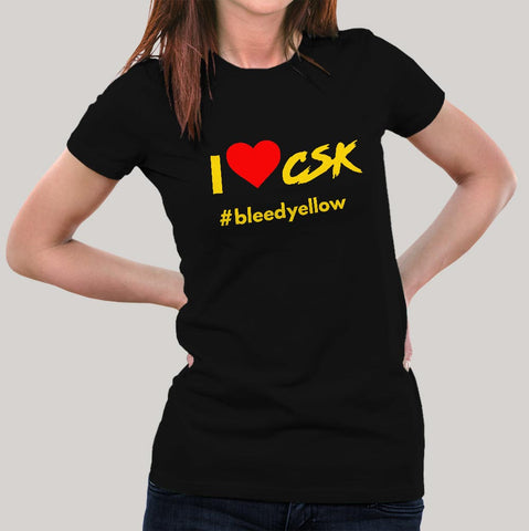 I Love CSK Women's Chennai Super Kings Cotton T-shirt