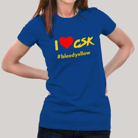 I Love CSK Women's Chennai Super Kings Cotton T-shirt