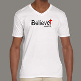 iBelieve John 3:16 Men's religeous v neck T-shirt online india