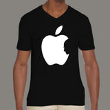 Steve Jobs in Apple Logo - Men's v neck  T-shirt online 