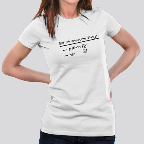 Awesome Things- Python & Me - Programming T-shirt India for Women