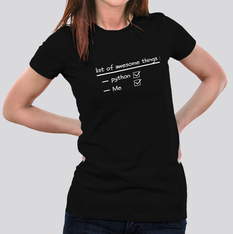 Awesome Things- Python & Me - Programming T-shirt India for Women
