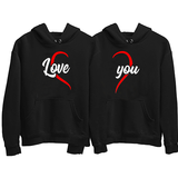 Love You Heart Couple Hoodies
