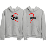 Love You Heart Couple Hoodies