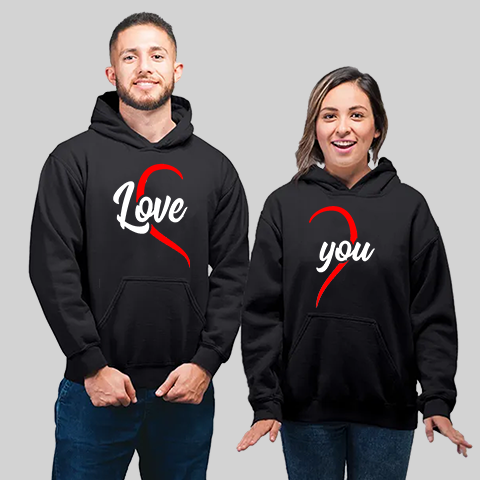 Love You Heart Couple Hoodies Online India