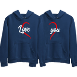 Love You Heart Couple Hoodies