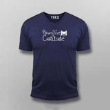 Pawsitive Catitude Funny Cat Lover V-Neck T-shirt For Men Online India 