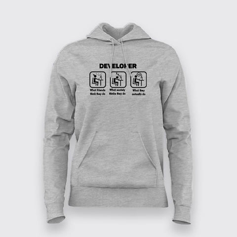 Developer What Friends Thinks They Do Funny Programming Joke Hoodies For Women Online India 