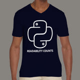 Python - Readability Counts Men's Programming  v neck T-shirt online india
