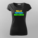 RECHARGE, RECOVER, RELAX Gym Quotes  T-Shirt For Women Online India