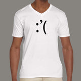 Sad Smiley Emoticon Men's attitude v neck T-shirt online