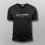 Stack Over Flow Be With You, Meme Programmer V Neck T-shirt For Men