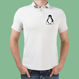 Tux Mascot Penguin Linux Black White Logo Polo T-Shirt For Men Online India