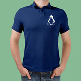 Tux Mascot Penguin Linux Black White Logo Polo T-Shirt For Men