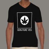 100% Pure Veg - Men's Pot v neck T-shirt online 