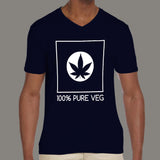100% Pure Veg - Men's Pot funny and weed v neck T-shirt online india
