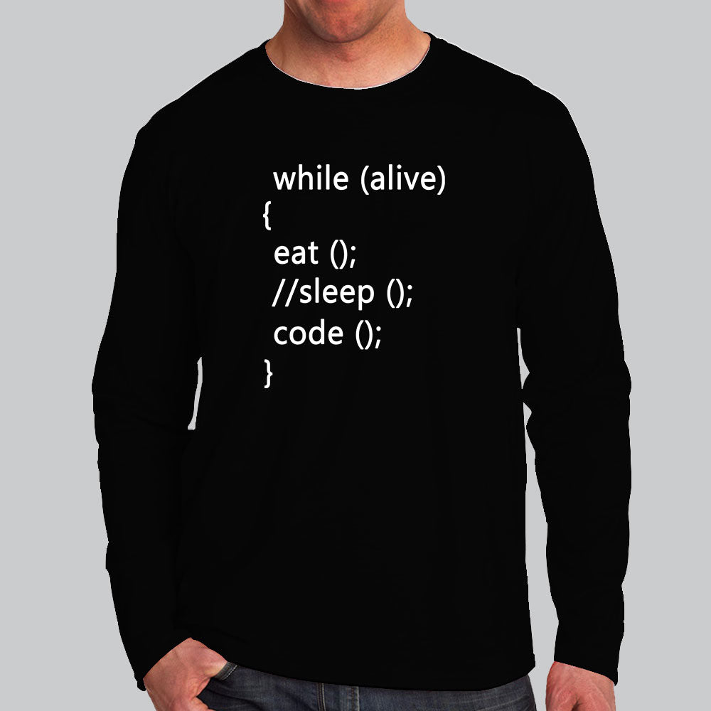 While Alive Eat, Sleep, Code Men's Programming T-shirt - TEEZ.in