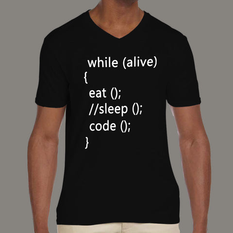 While Alive Eat, Sleep, Code Men's Programming T-shirt - TEEZ.in