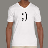 Wink Smiley Emoticon Men's v neck T-shirt online india