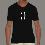 Wink Smiley Emoticon Men's attitude  v neck T-shirt online
